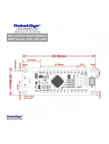 MicroPython board SAMD21 MINI. 32-bit ARM Cortex M0 core