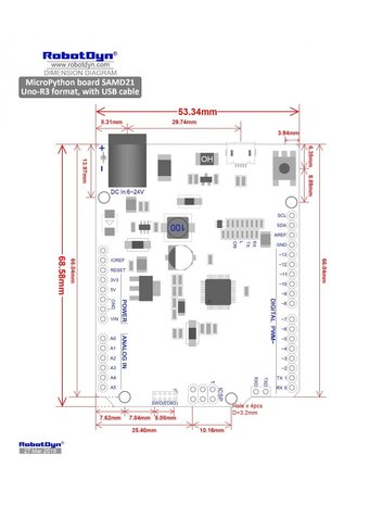 MicroPython board SAMD21. 32-bit ARM Cortex M0 core