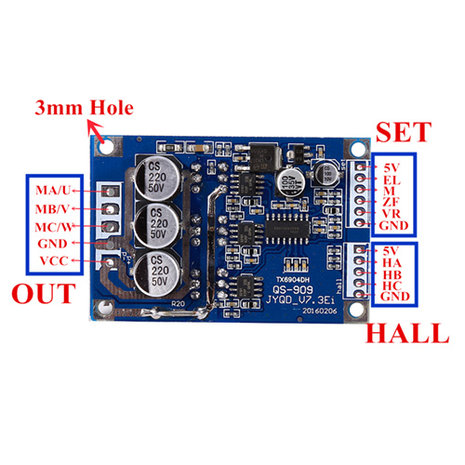 JYQD-V7.3E 15A Brushless DC Motor Driver 12V - 36V DC 500W