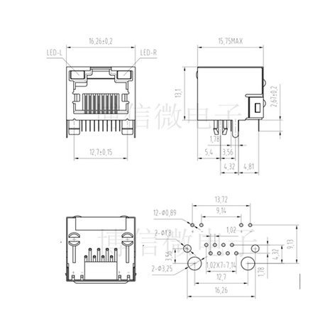 RJ45 Socket  Met Led