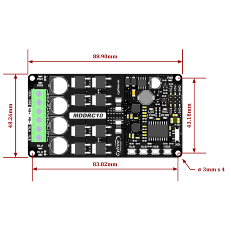 10Amp 7V-30V DC-motorstuurprogramma voor R / C (2 kanalen) MDDRC10 Cytron 