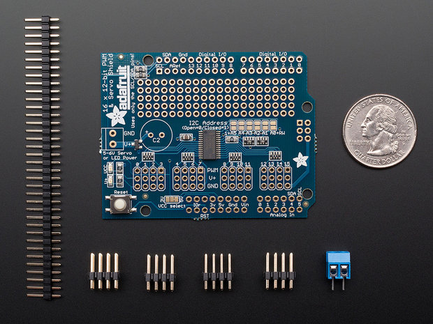 16 Channel Servo Shield 12-bit PWM I2C interface van Adafruit 1411