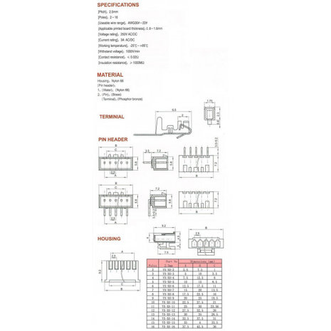 XH2.54 4pin set recht