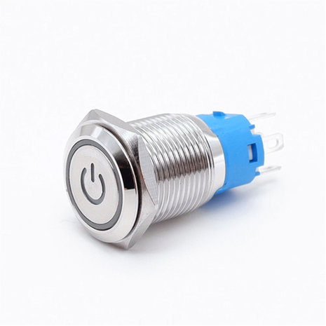 12V Power LED druk schakelaar 16mm angel eye Self-locking