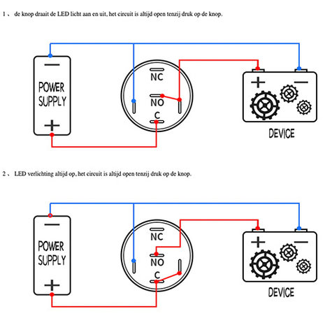 12V Power LED druk schakelaar 16mm angel eye Self-locking