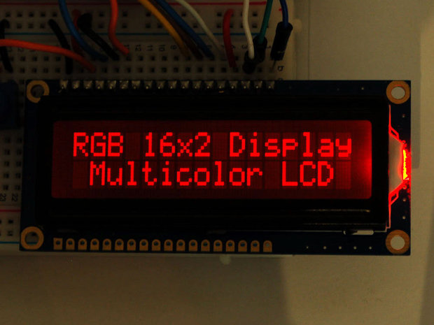 RGB backlight negative LCD 16x2 + extras - RGB on black van Adafruit 399
