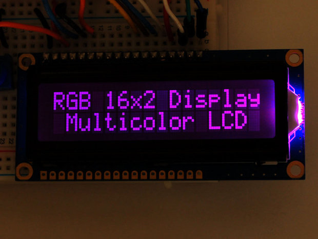 RGB backlight negative LCD 16x2 + extras - RGB on black van Adafruit 399