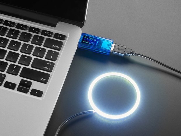 Cool White LED Ring Light with USB Cable and On/Off Switch - 70mm Diameter 5V Adafruit 5137