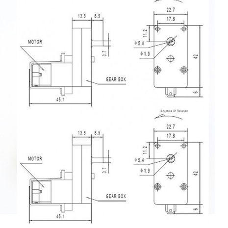 L Vorm Enkel-as Robot Slimme Auto DC motor DIY 3-6V