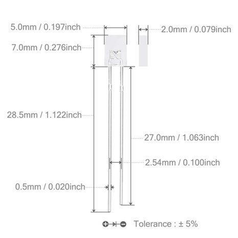 2x5x7mm led kleur 257 led