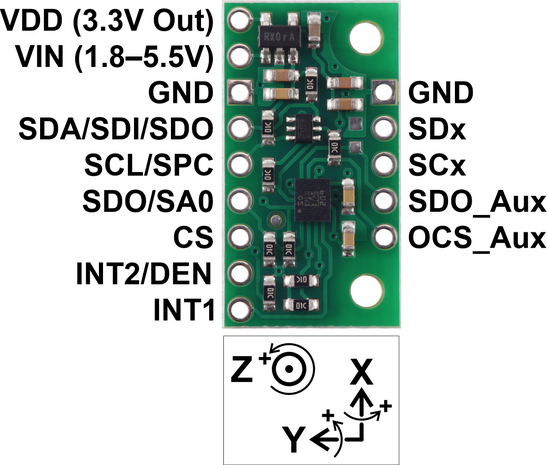LSM6DSO 3D Accelerometer and Gyro Carrier with Voltage Regulator Pololu 2798