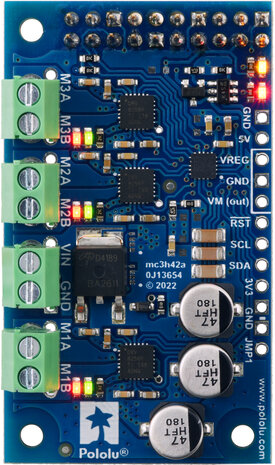 Motoron M3H256 Triple Motor Controller for Raspberry Pi (Connectors Soldered) Pololu 5033