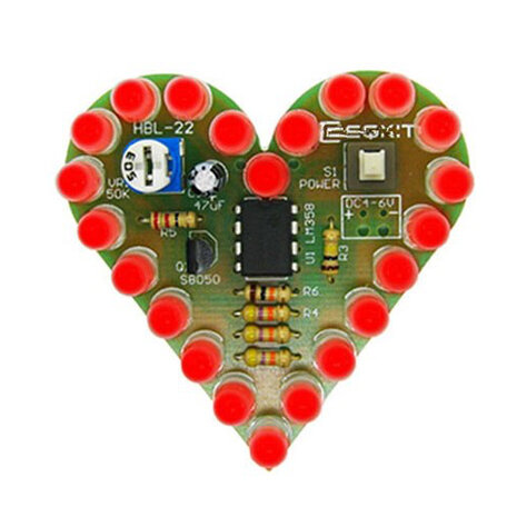 Soldeerset in hartvorm DIY Electronics Kit 4V-6V rode led