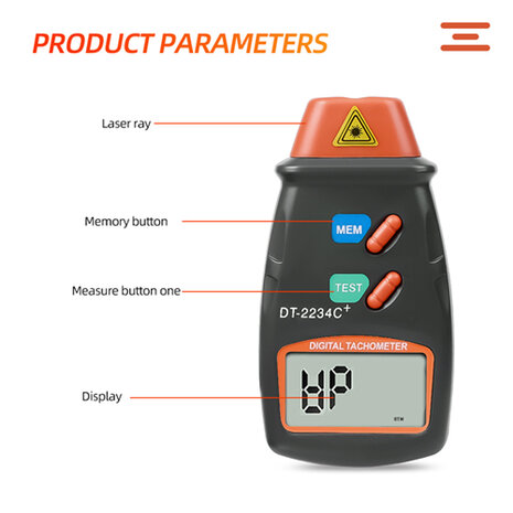 Digitale Toerenteller Met Laser TachoMeter