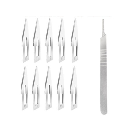 Scalpel - Scalpel mes - Hobbymesje - Scalpelmesjes - Vlijmscherp - Met 10 gratis Scalpelmesjes No.11 - Zilver