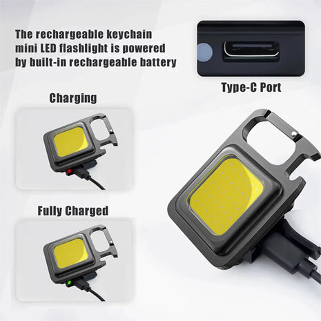 sleutelhanger led lamp Multifunctioneel usb-c