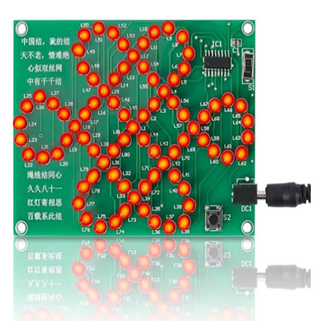 DIY-kit Rode Chinese knoop elektronisch circuit, LED-lichtsets voor het oefenen en leren van soldeervaardigheden