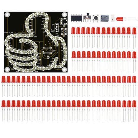 DIY-kit Rode duim omhoog elektronisch circuit, LED-lichtsets voor het oefenen en leren van soldeervaardigheden