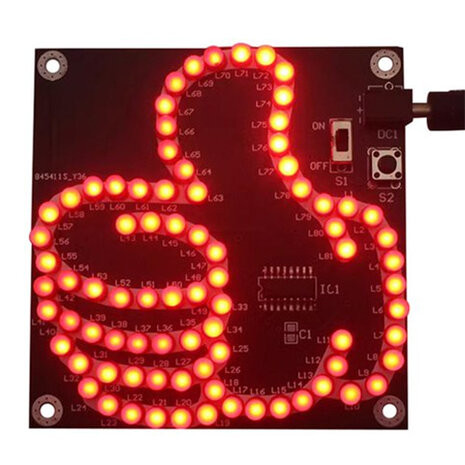 DIY-kit Rode duim omhoog elektronisch circuit, LED-lichtsets voor het oefenen en leren van soldeervaardigheden