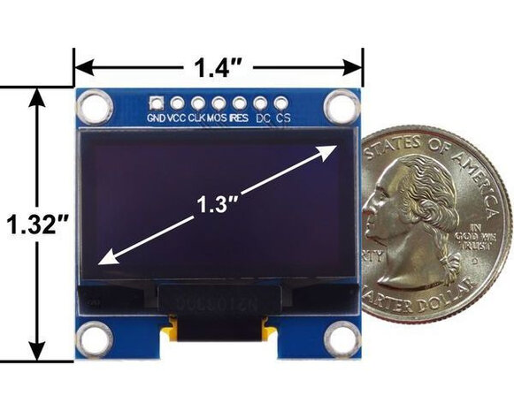 Graphical OLED Display: 128x64, 1.3", White, SPI Pololu 3760