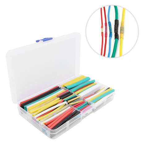 Krimpkous set gekleurd - 140 delig - Warmte krimpbuizen in BOX
