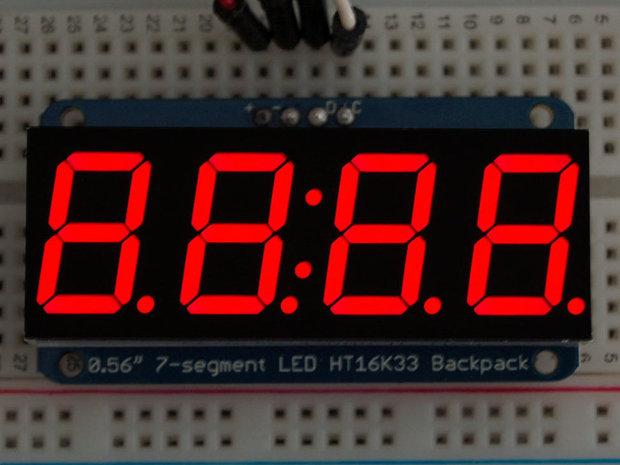 0.56 inch 4-Digit 7-Segment Display w/I2C Backpack Rood  adafruit 878