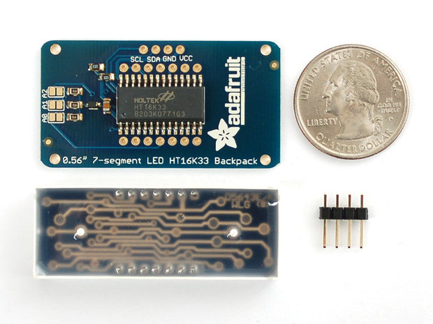 0.56 inch 4-Digit 7-Segment Display w/I2C Backpack Rood  adafruit 878