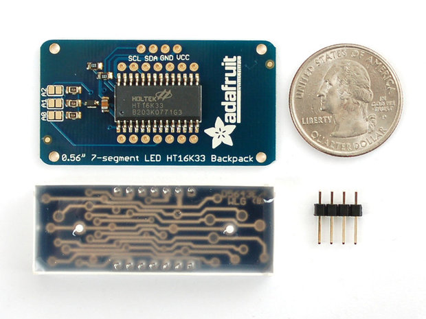 0.56 inch 4-Digit 7-Segment Display w/I2C Backpack Geel  adafruit 879