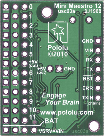 Mini Maestro 12-Channel USB Servo Controller (Assembled) Pololu 1352