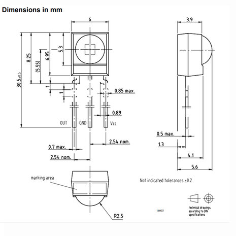 HS0038BD Infrarood Ontvanger – SIP-3 IR Remote Control Module – 38kHz