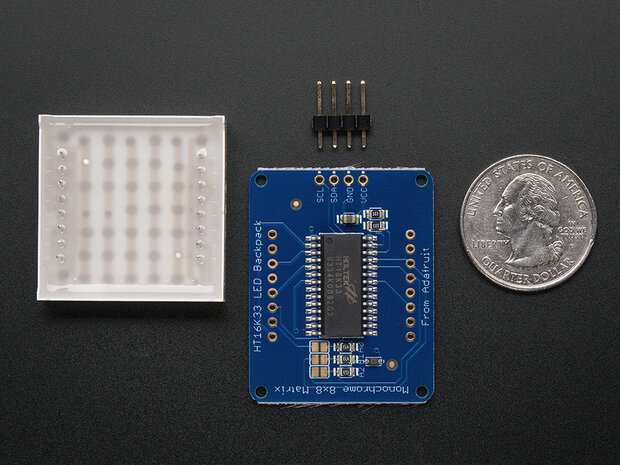 Small 1.2 inch 8x8 LED Matrix w/I2C Backpack - Groen  Adafruit 1051