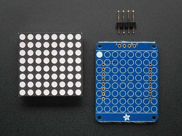 Small 1.2 inch 8x8 LED Matrix w/I2C Backpack - Groen  Adafruit 1051