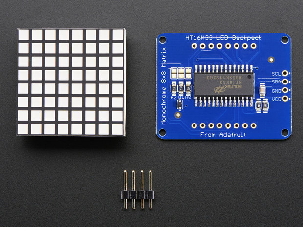 8x8 Ultra Bright Square Blue LED Matrix + Backpack  Adafruit 1853