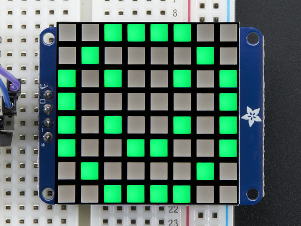 8x8 Ultra Bright Square Green LED Matrix + Backpack  Adafruit 1856