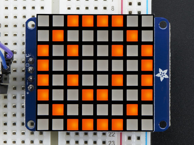 8x8 Ultra Bright Square Amber LED Matrix + Backpack  Adafruit 1854