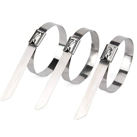 Tie wraps - RVS - 10 stuks - Lengte: 100 mm - Breedte: 4.6 mm - Roestvrij staal - Tie wrap - Kabelbinder - Tie-wrap