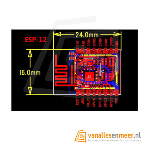 Wifi module ESP8266 Serial Wifi ESP-12E met antenne op PCB