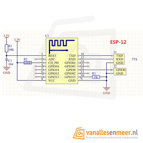 Wifi module ESP8266 Serial Wifi ESP-12E met antenne op PCB