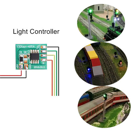 Modelbouw Verkeerslicht Simulator Module – 5–6V – Zonder LEDs – Met Bedrading – 15×15 mm