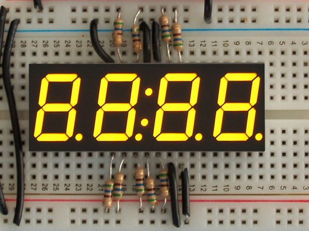 Yellow 7-segment clock display - 0.56 inch digit height  Adafruit 811