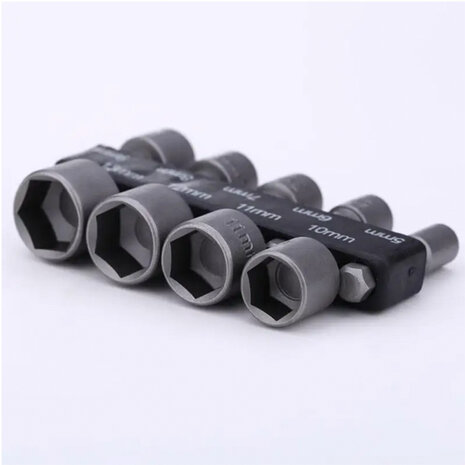 Bitdopset 9-delig – 5 t/m 13 mm – Korte Doppen – Hex Sockets – Schroefbit Set voor Accuschroevendraaiers & Boormach