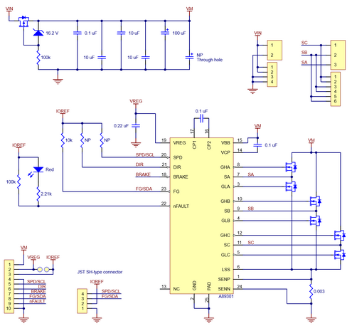 Pololu 5356 – Sensorloze BLDC-motorcontroller (A89301) met gesoldeerde connectoren – 50 V / 11 A