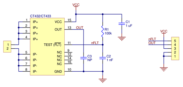 Pololu 5335 – CT433‑HSWF70MR TMR Current Sensor Large Carrier (±70 A, 3.3 V)
