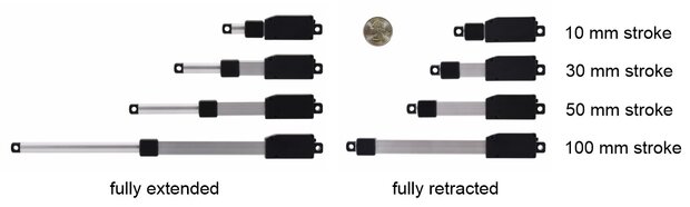 Pololu 4466 – Glideforce GF01‑121005‑1‑66 Micro Linear Actuator 50 mm, 12 V, 4,3 kgf, met eindschakelaars