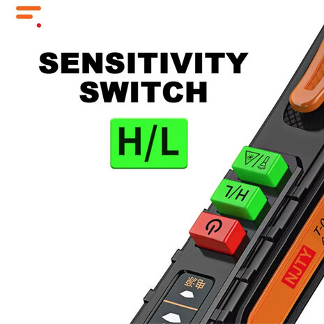 Contactloze Spanningszoeker – 12V tot 1000V AC – LED Indicatie – Gevoeligheidsinstelling – Met Zakl