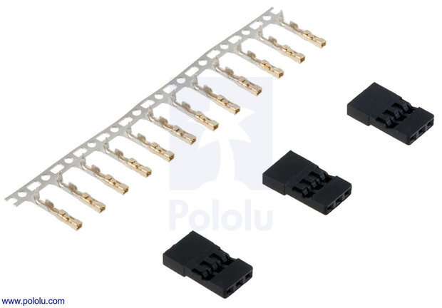 JR Connector Pack, Female – 3 JR-connectoren + reservepinnen – 22‑26 AWG  pololu-1924