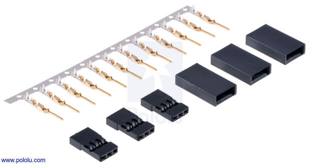 JR Connector Pack, Male – 3 Compleet JR Connectors + Reservepinnen– 22‑26 AWG  pololu-1925