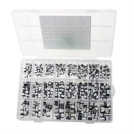 SMD Aluminium Elektrolytische Condensator Assortimentsset – 400 Stuks – 1µF t/m 1000µF – 24 