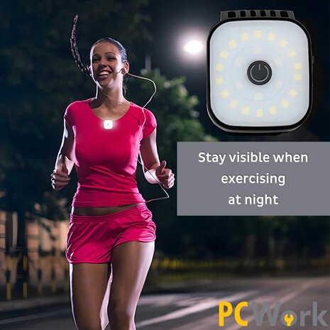 PCW12E LED clip hoofdlamp 200 lumen oplaadbaar USB C met clip en hoofdband IPX4 rood groen knipper