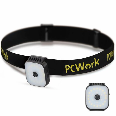 PCW12E LED clip hoofdlamp 200 lumen oplaadbaar USB C met clip en hoofdband IPX4 rood groen knipper